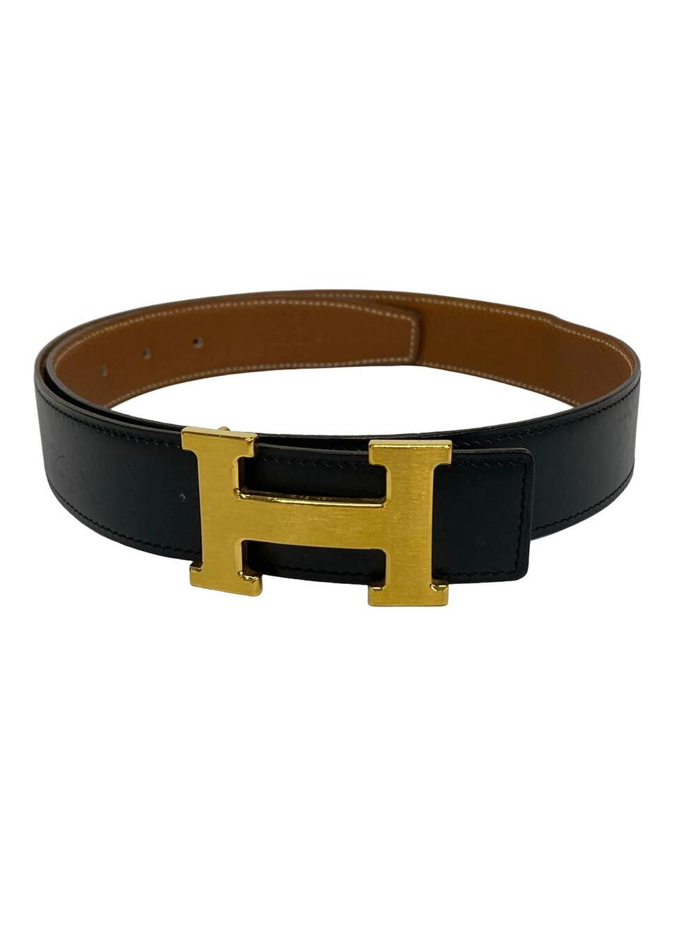 Hermes H Belt/Constance Black Gold #354181H57B